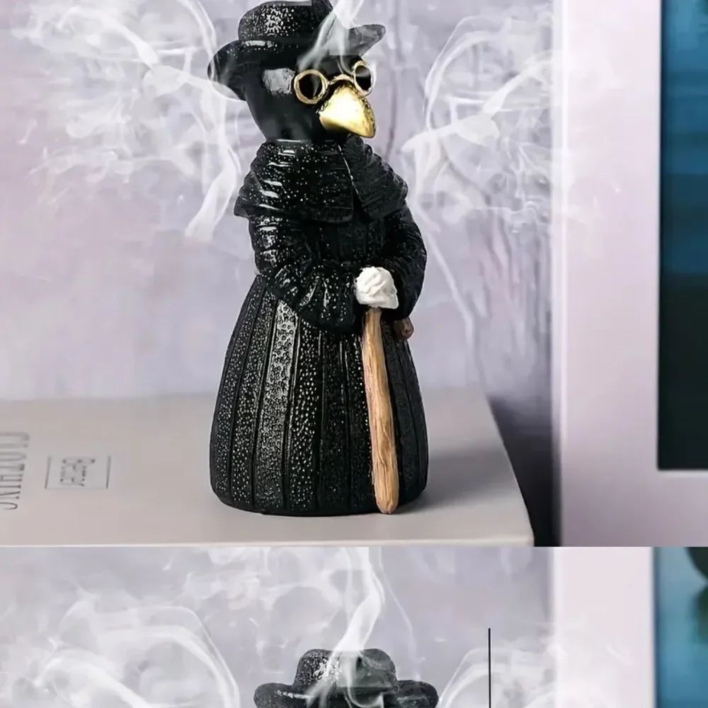 Black Plague Doctor Bird Incense Holder